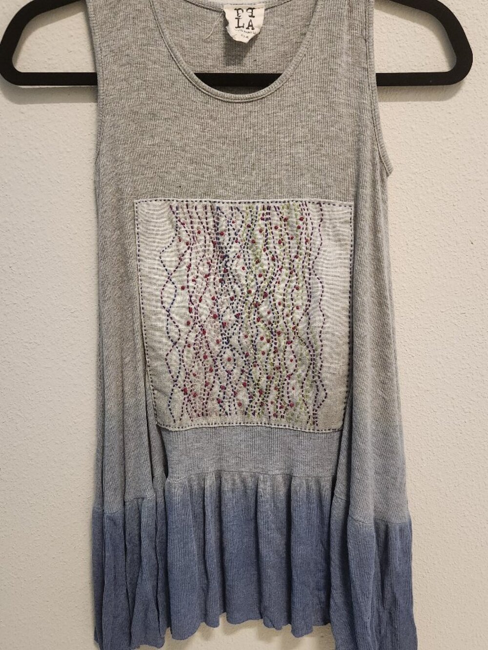 Tunic top, People's Project LA, size small (7-8). Ombre-dyed Gray and Blue